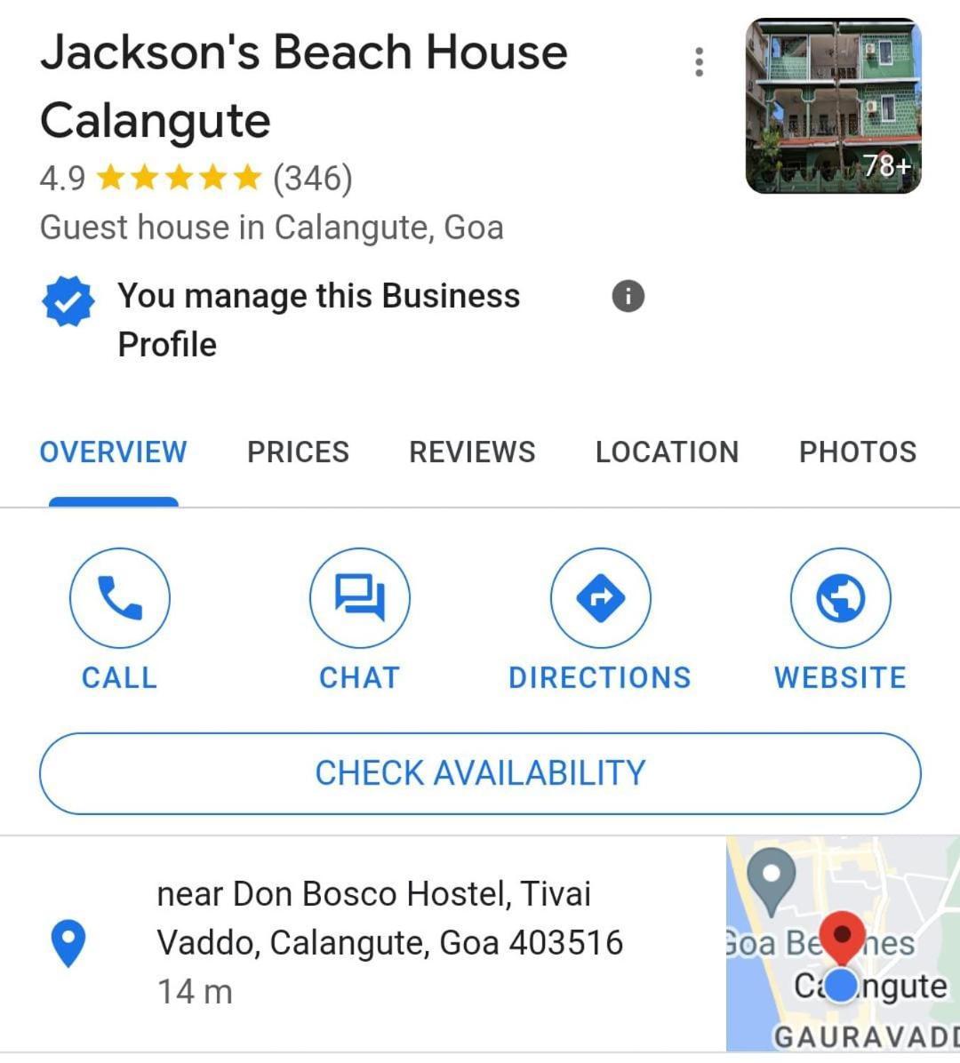 Jackson'S Beach House Calangute Εξωτερικό φωτογραφία